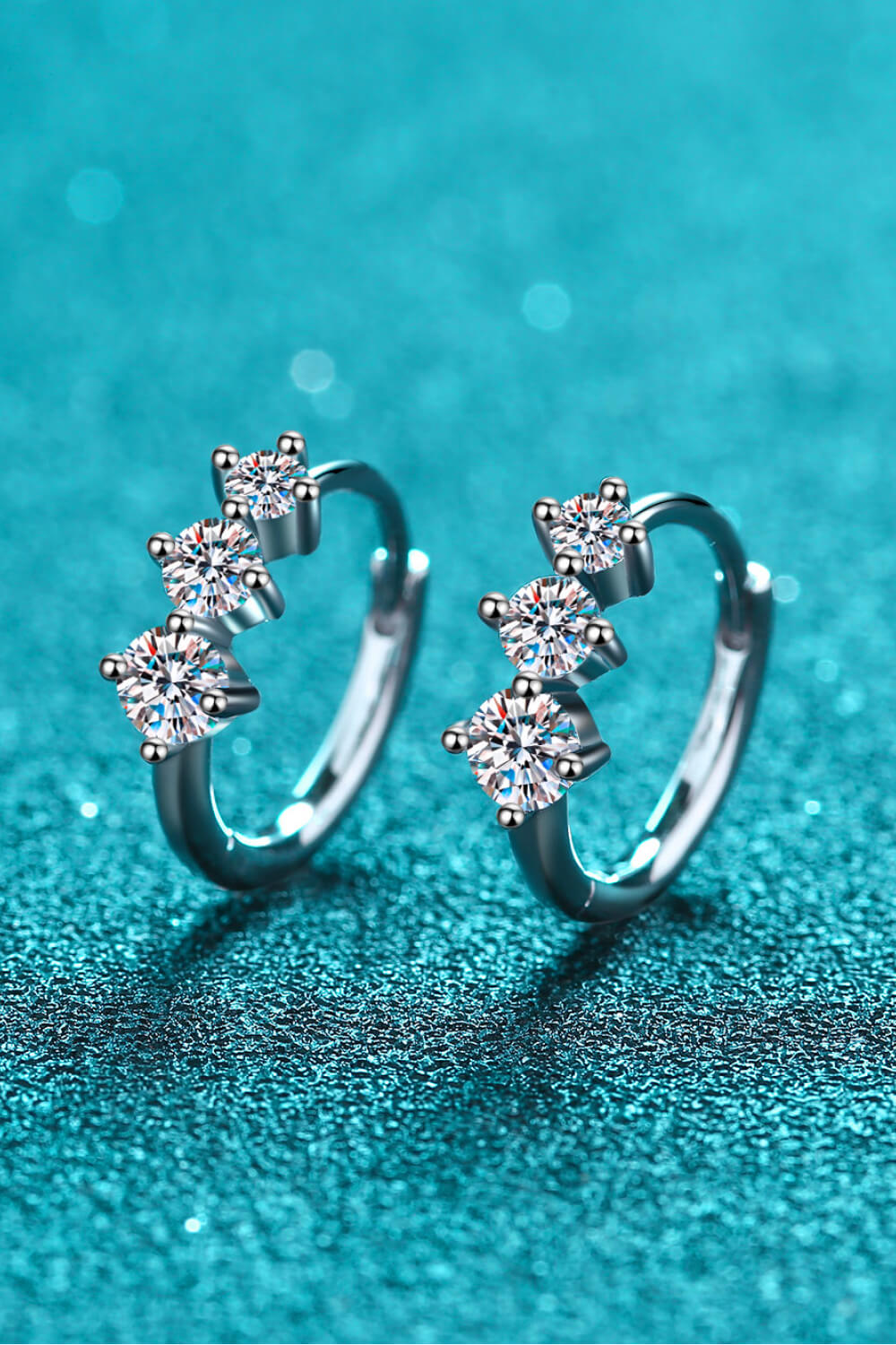 Sterling Silver Moissanite Huggie Earrings - Divine Silver