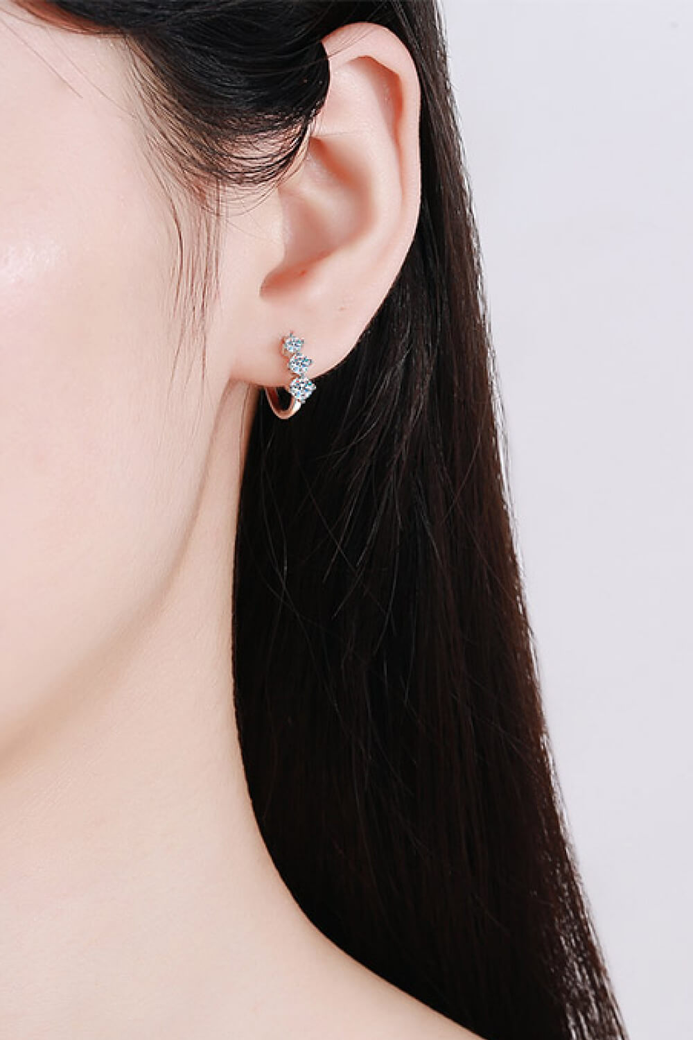 Sterling Silver Moissanite Huggie Earrings - Divine Silver