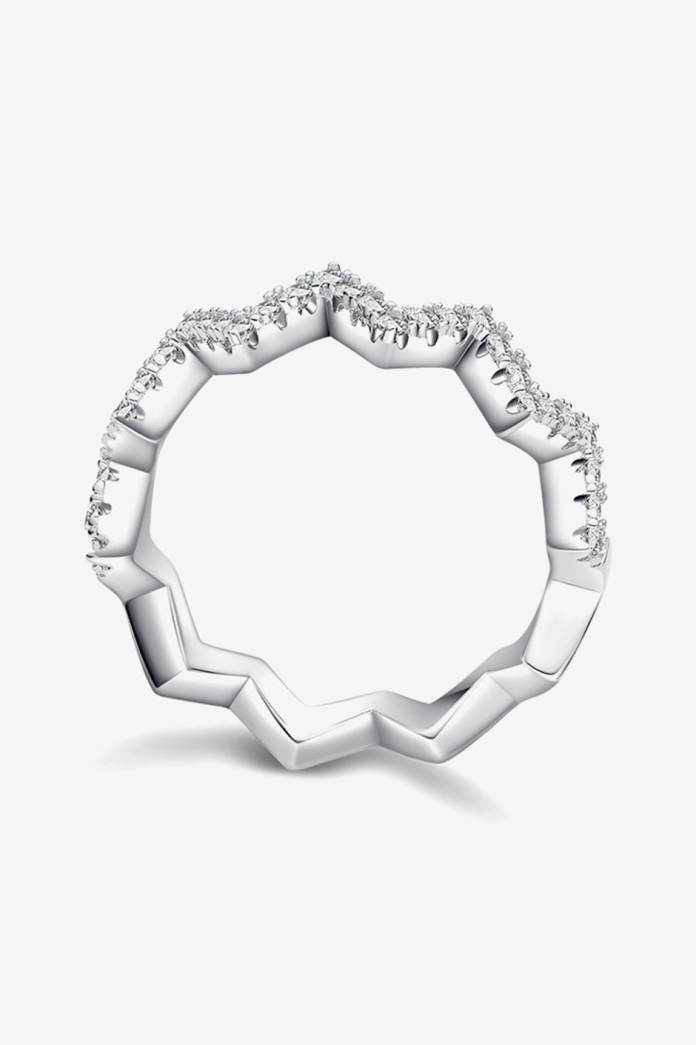 Moissanite Wavy Band Ring - Divine Silver