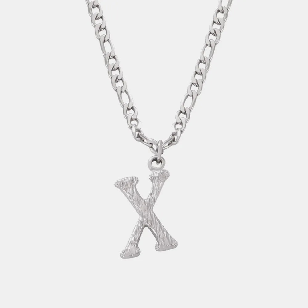 Titanium Steel Letter Pendant Necklace - Divine Silver