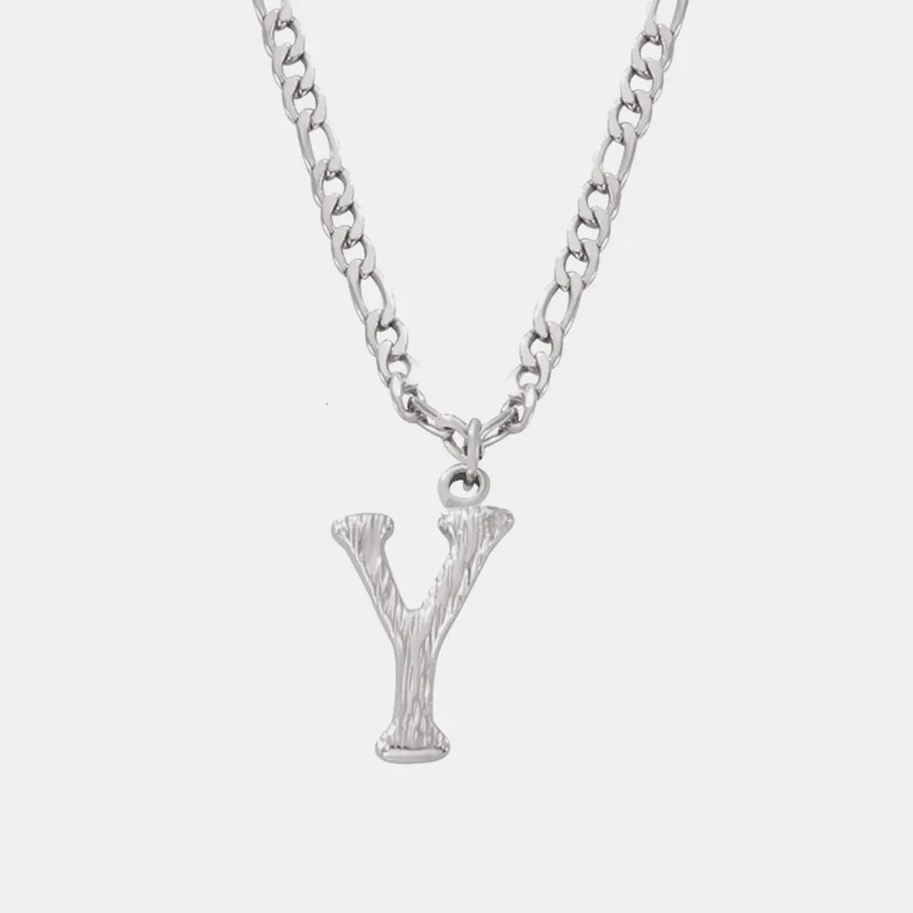 Titanium Steel Letter Pendant Necklace - Divine Silver