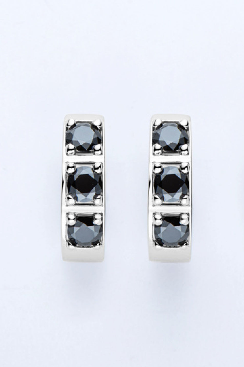 Inlaid Moissanite Huggie Earrings - Divine Silver