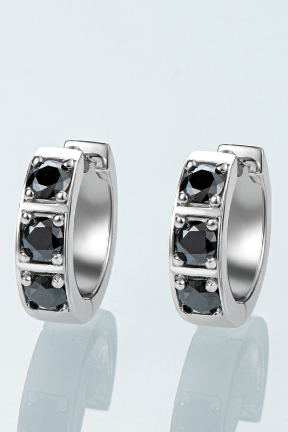 Inlaid Moissanite Huggie Earrings - Divine Silver
