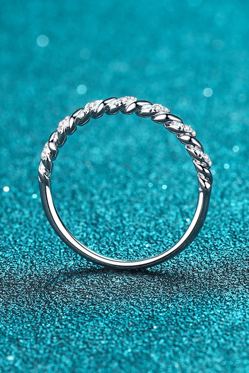 Moissanite Rhodium-Plated Half-Eternity Ring - Divine Silver