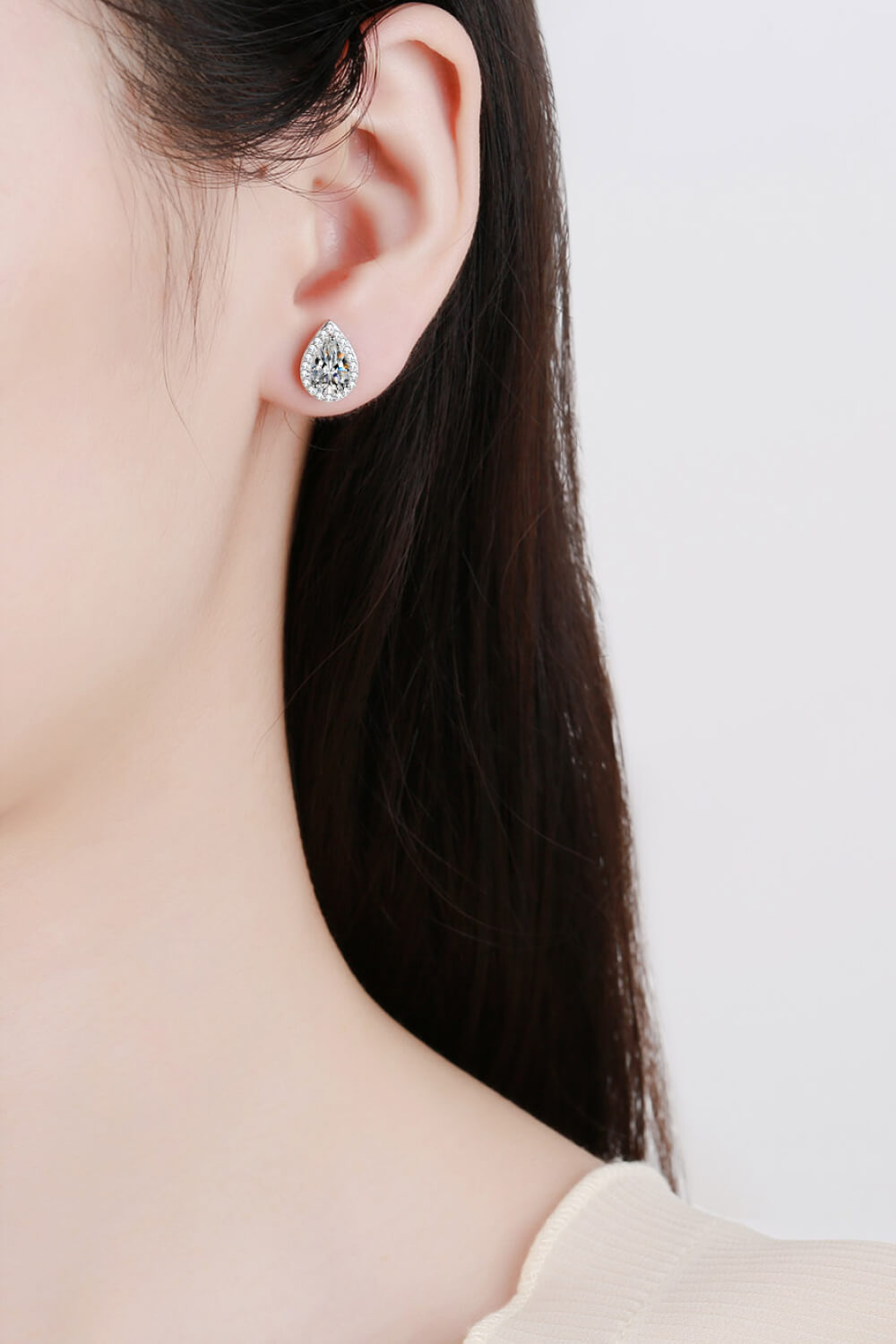 Moissanite Teardrop Stud Earrings - Divine Silver