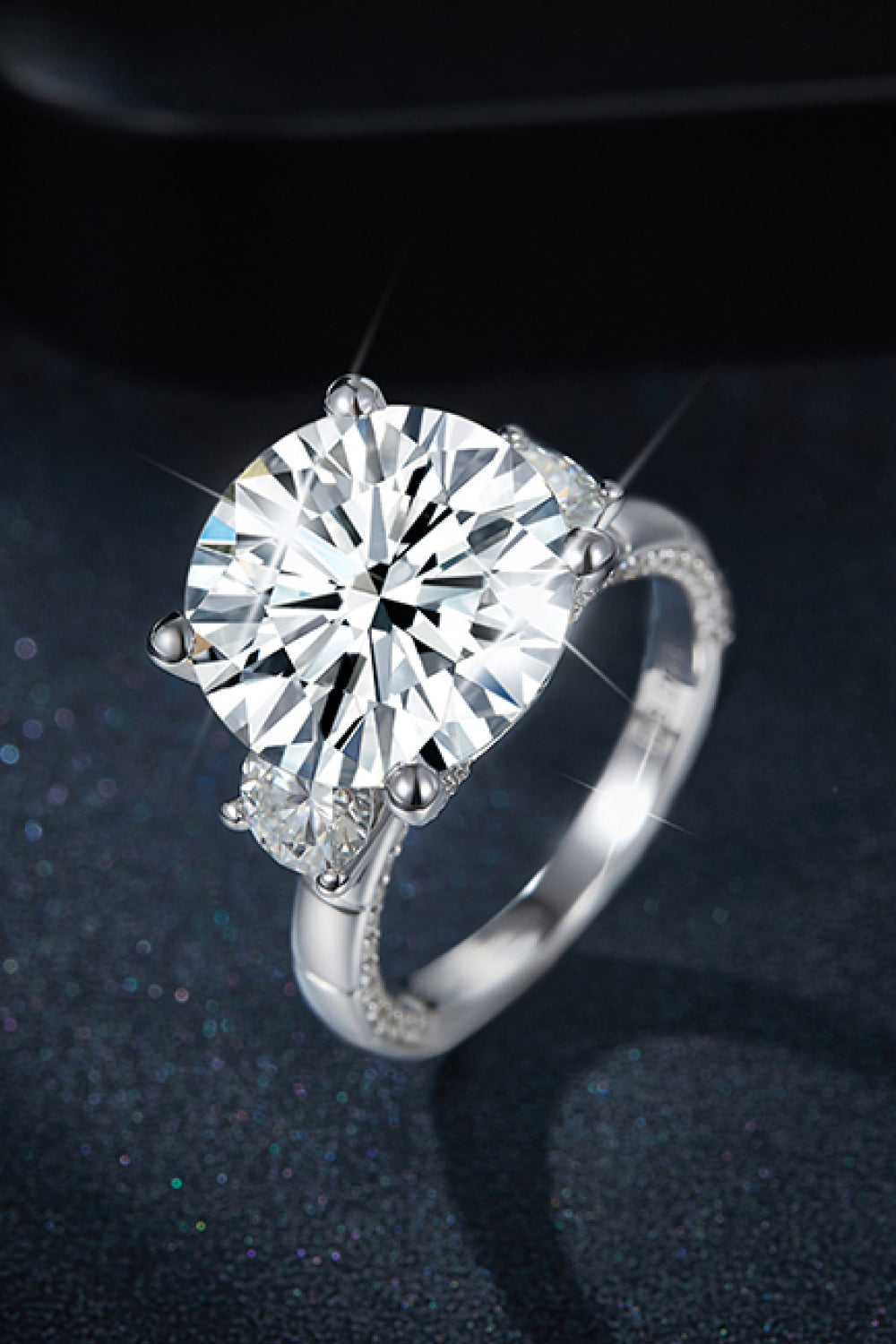 8.6 Carat Moissanite Platinum-Plated Ring - Divine Silver
