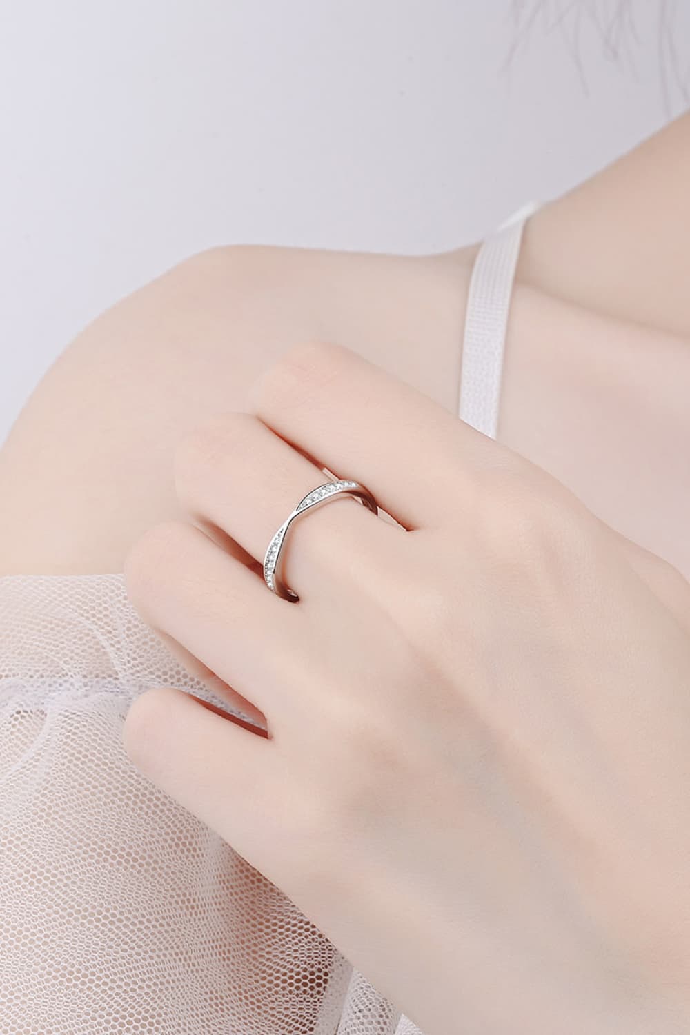 Moissanite Rhodium-Plated Ring - Divine Silver