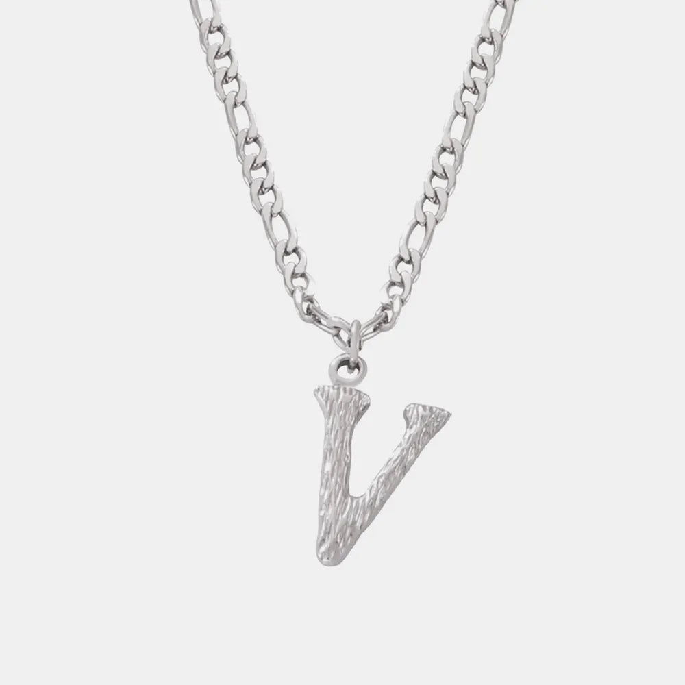 Titanium Steel Letter Pendant Necklace - Divine Silver