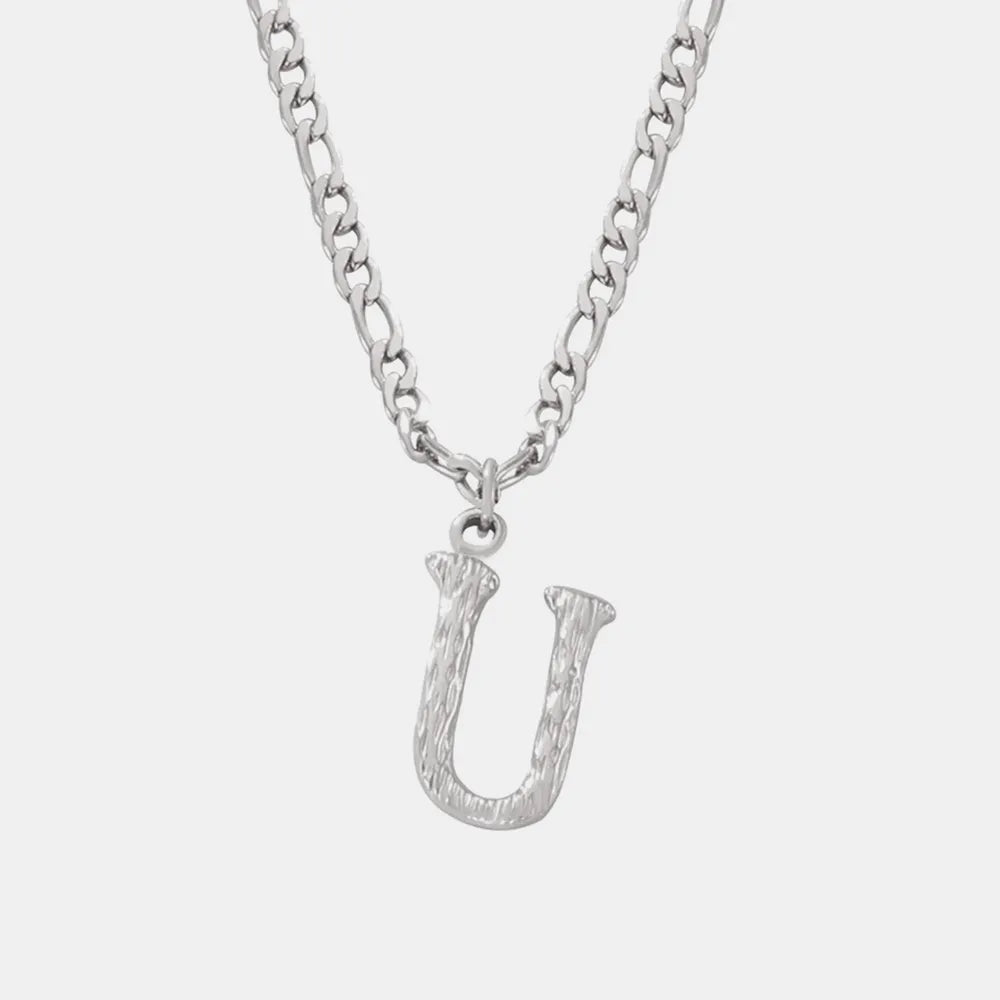 Titanium Steel Letter Pendant Necklace - Divine Silver