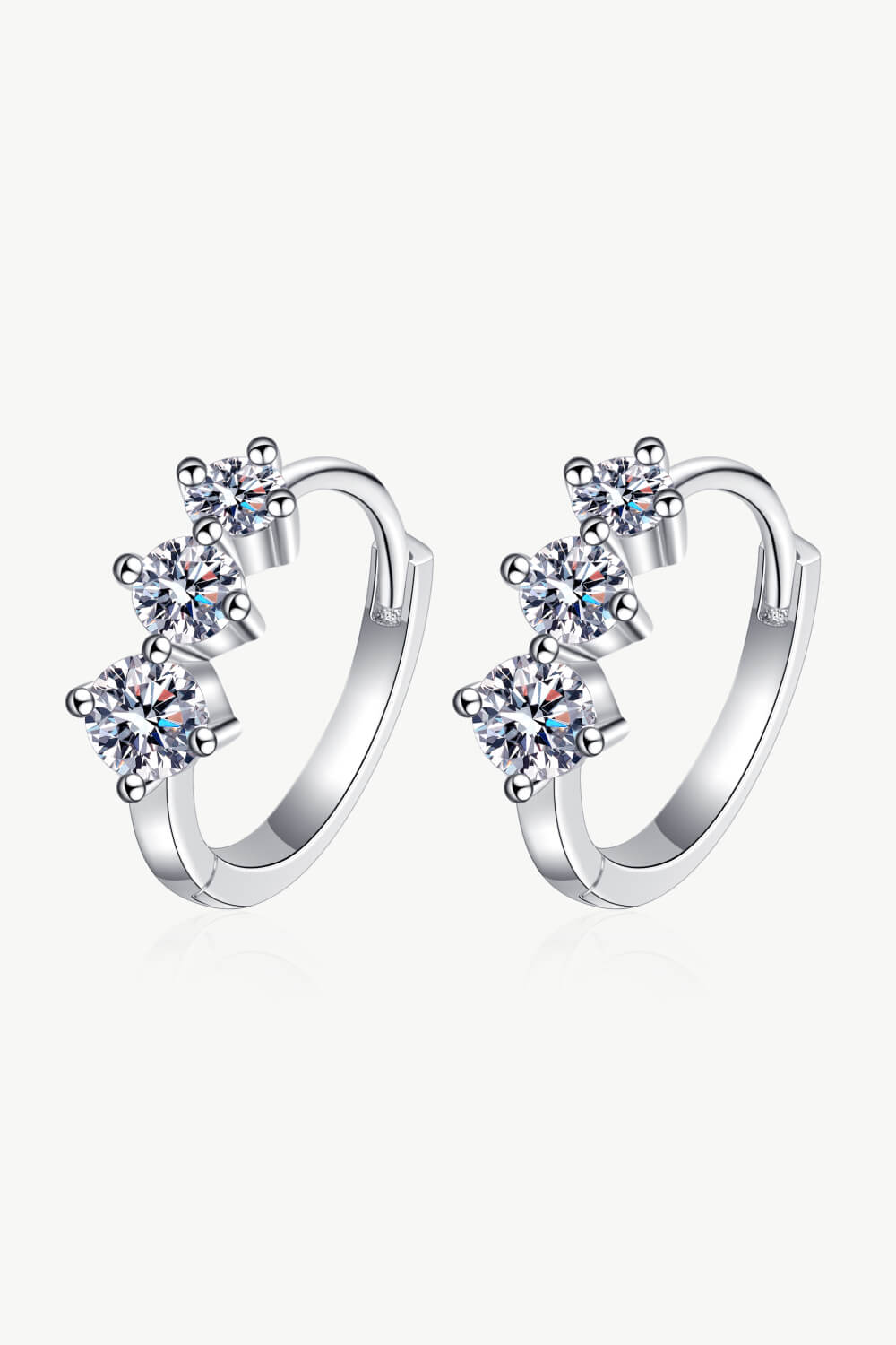 Sterling Silver Moissanite Huggie Earrings - Divine Silver