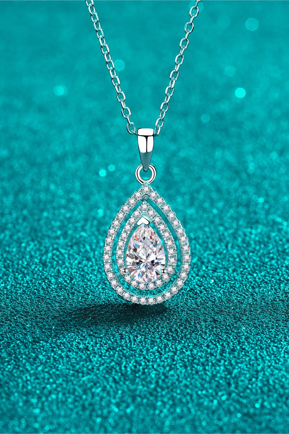 1 Carat Moissanite Teardrop Pendant Necklace - Divine Silver