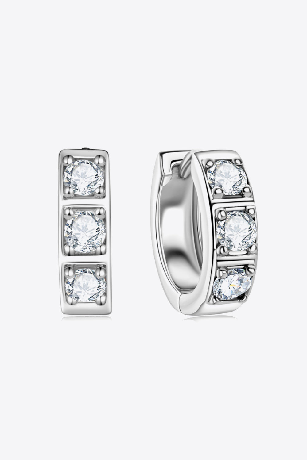 Inlaid Moissanite Huggie Earrings - Divine Silver