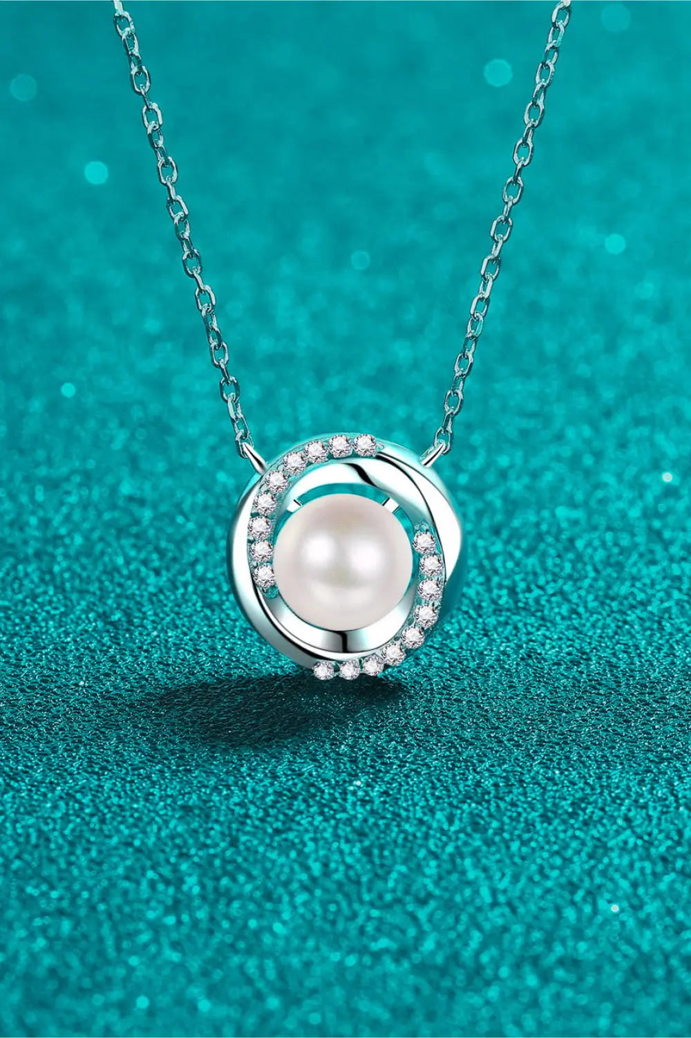 Moissanite Pearl Rhodium-Plated Necklace - Divine Silver