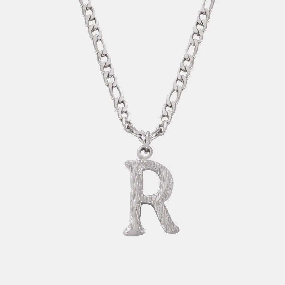 Titanium Steel Letter Pendant Necklace - Divine Silver