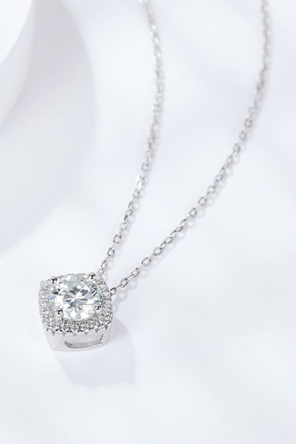 1 Carat Moissanite Geometric Pendant Necklace - Divine Silver