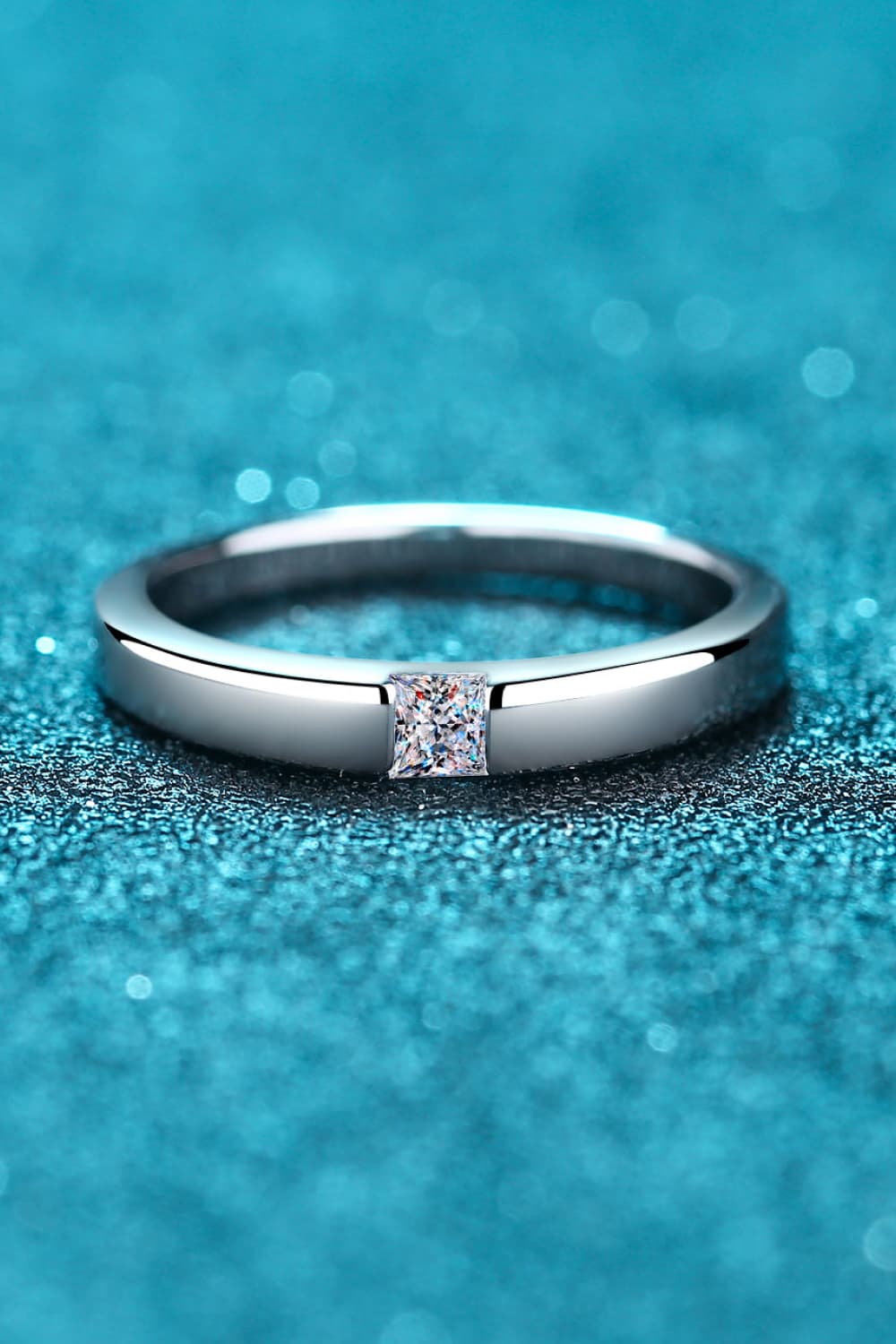 Inlaid Moissanite Rhodium-Plated Ring - Divine Silver