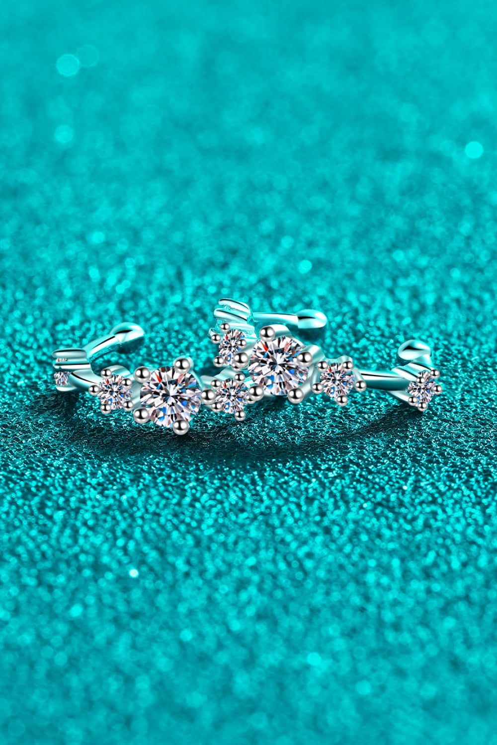 Moissanite Rhodium-Plated Cuff Earrings - Divine Silver