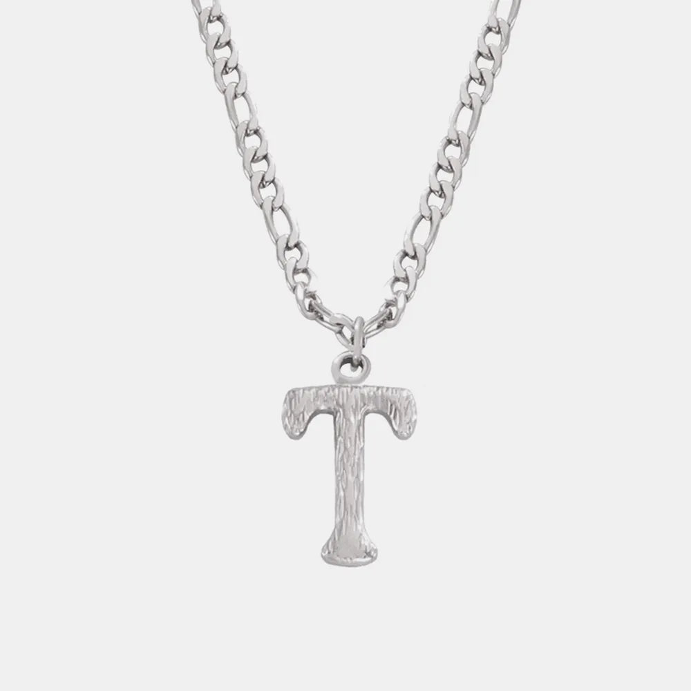 Titanium Steel Letter Pendant Necklace - Divine Silver