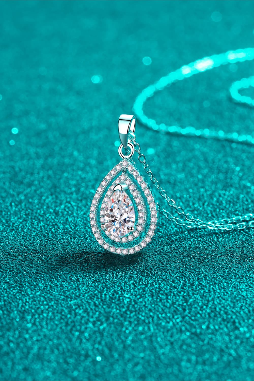1 Carat Moissanite Teardrop Pendant Necklace - Divine Silver