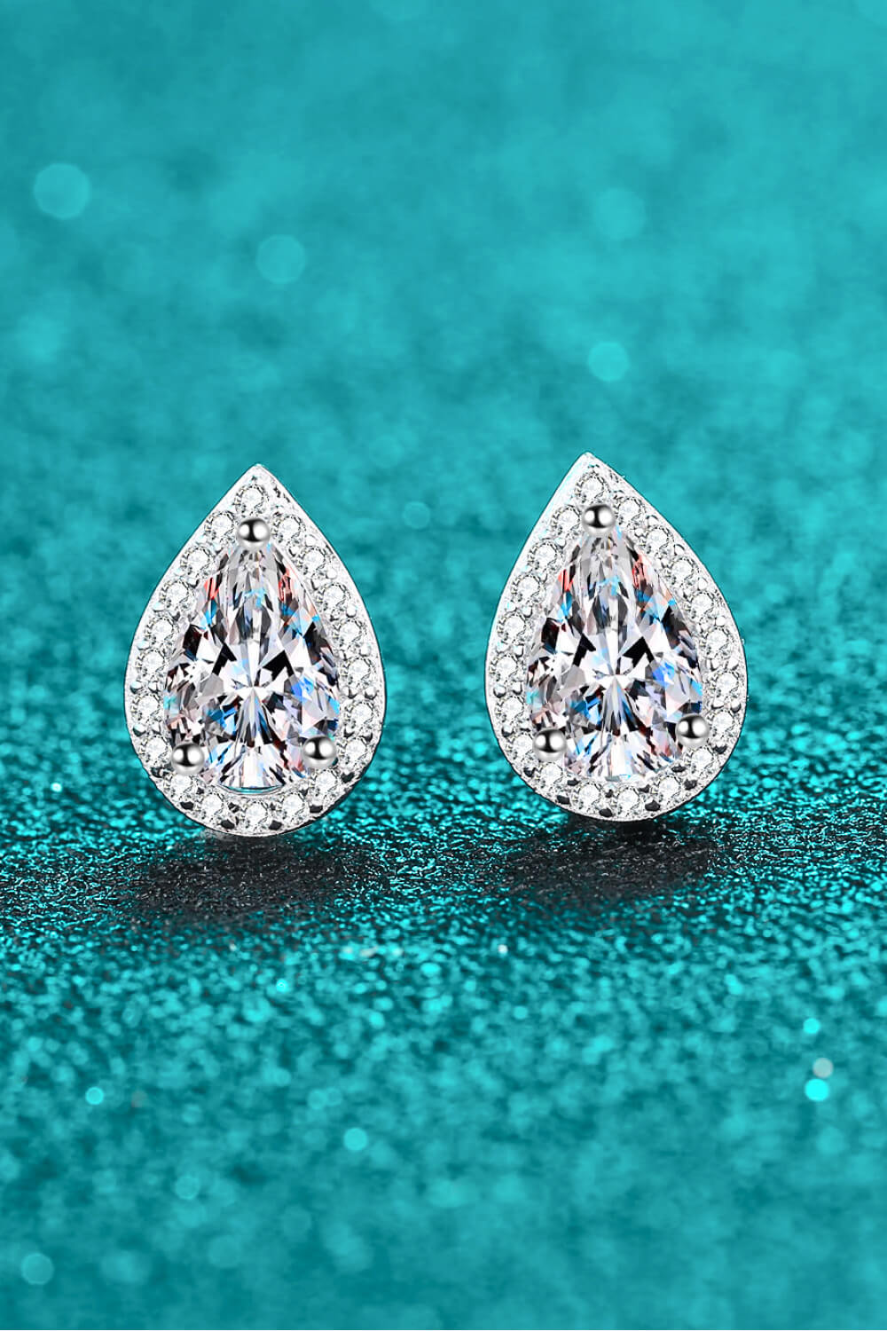 Moissanite Teardrop Stud Earrings - Divine Silver