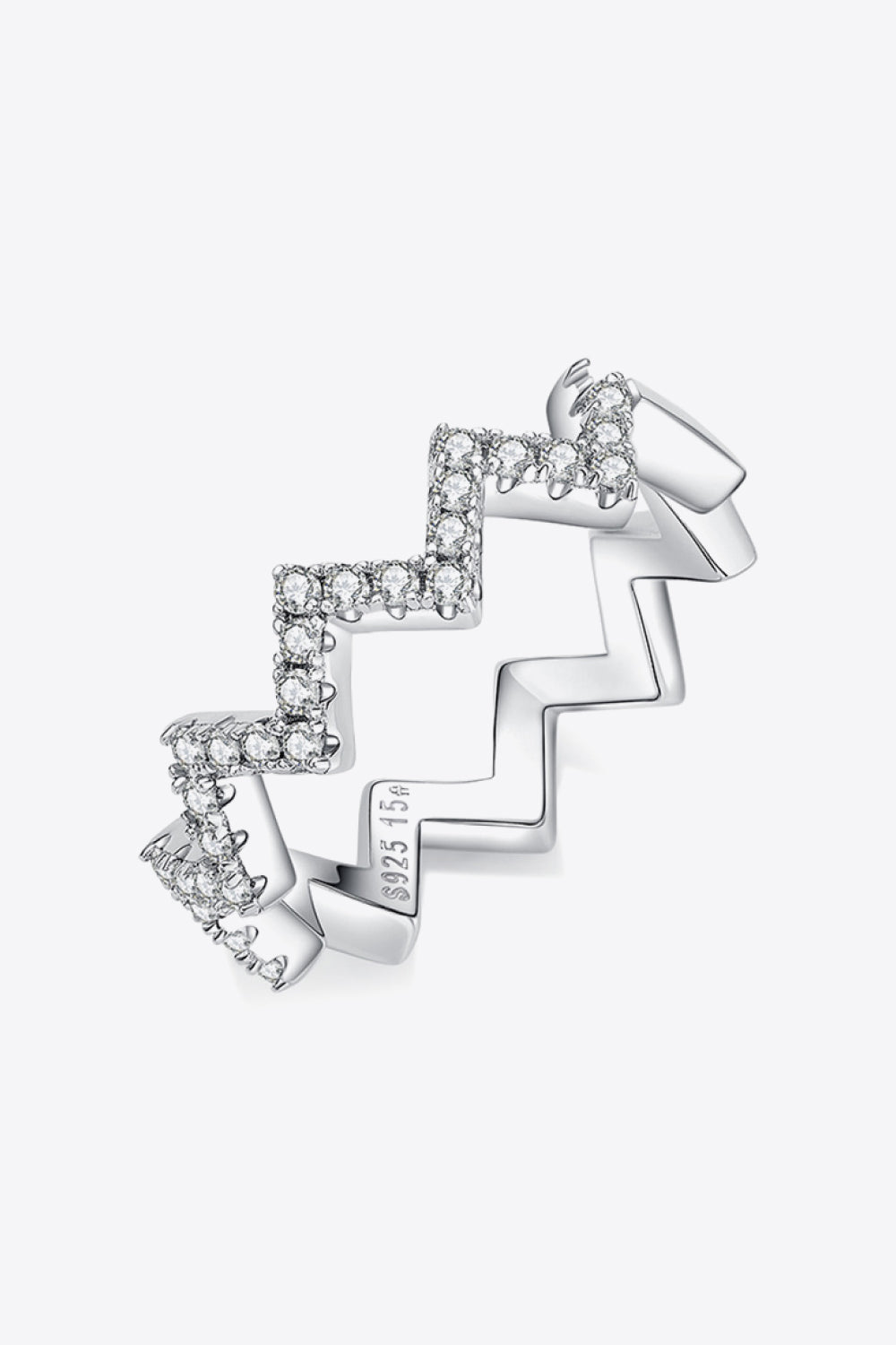 Moissanite Wavy Band Ring - Divine Silver