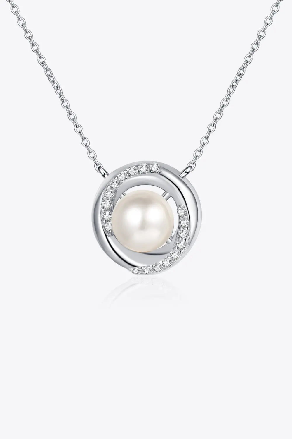 Moissanite Pearl Rhodium-Plated Necklace - Divine Silver