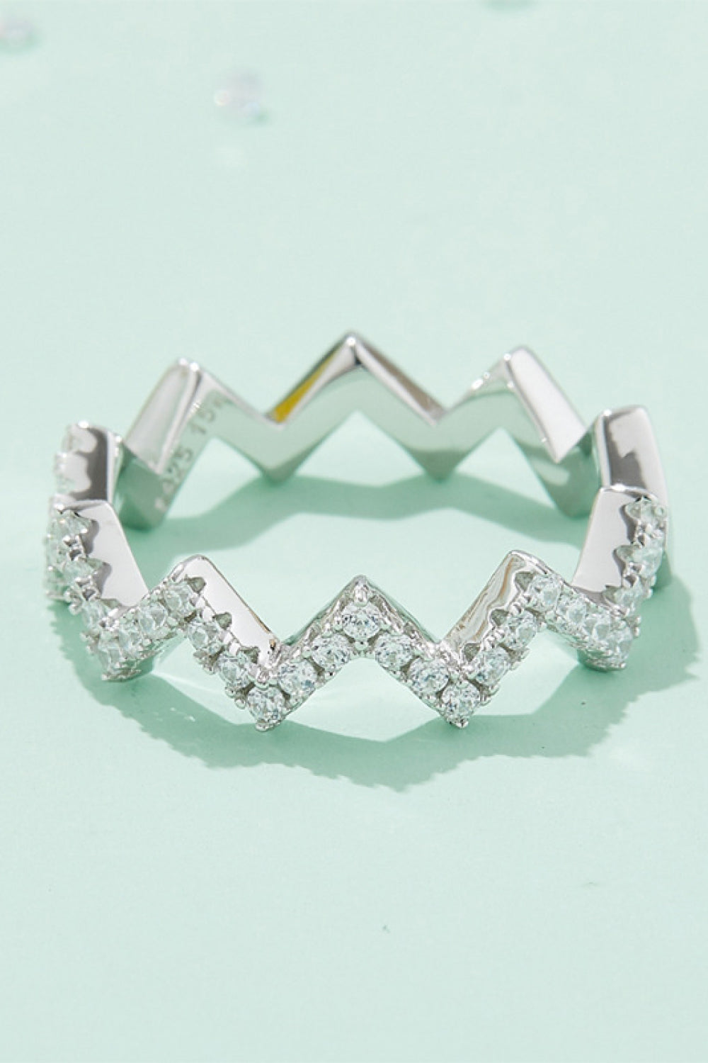Moissanite Wavy Band Ring - Divine Silver