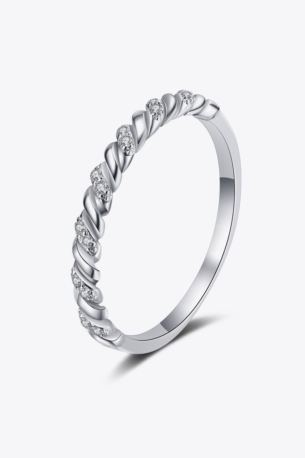 Moissanite Rhodium-Plated Half-Eternity Ring - Divine Silver
