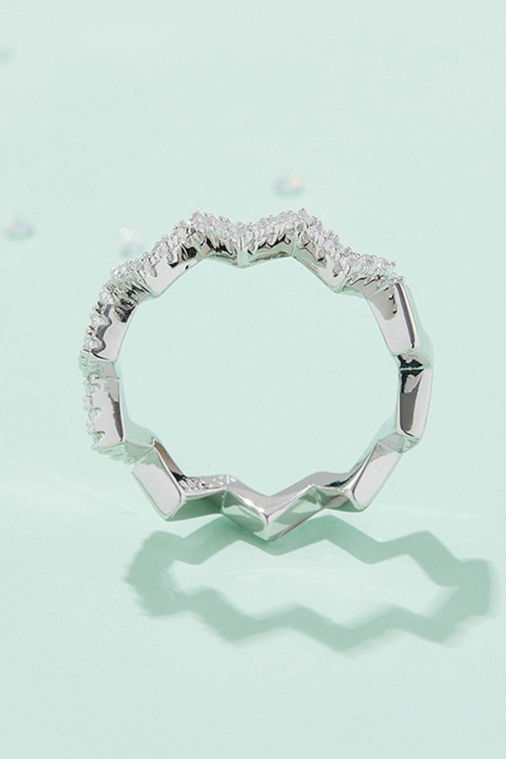 Moissanite Wavy Band Ring - Divine Silver