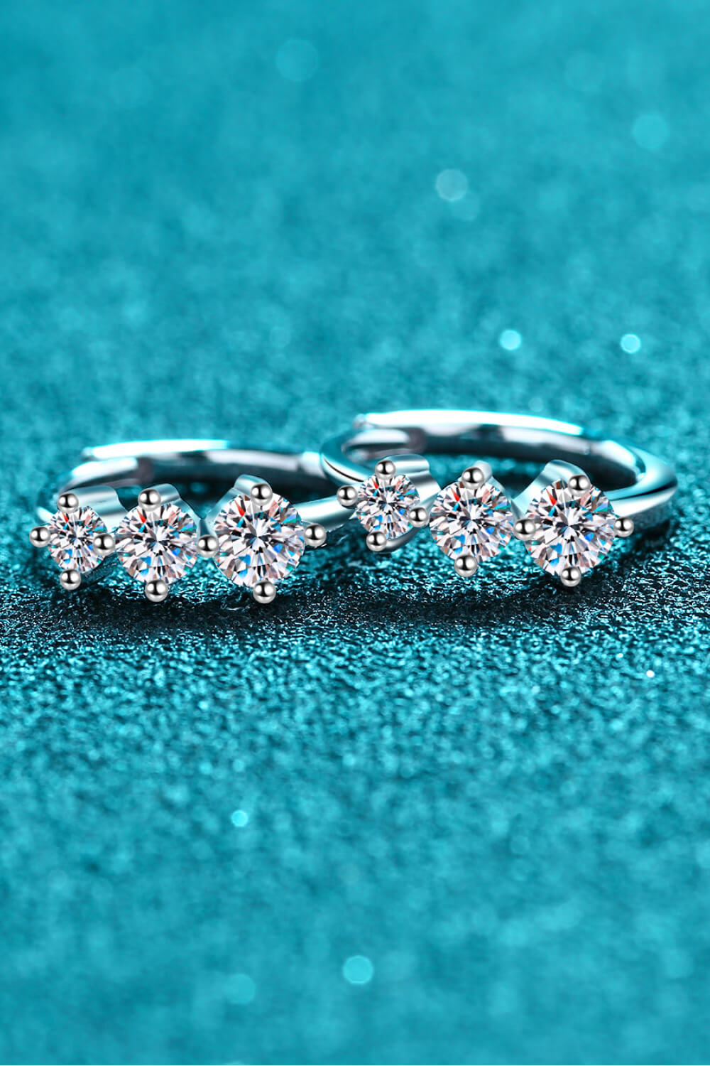 Sterling Silver Moissanite Huggie Earrings - Divine Silver