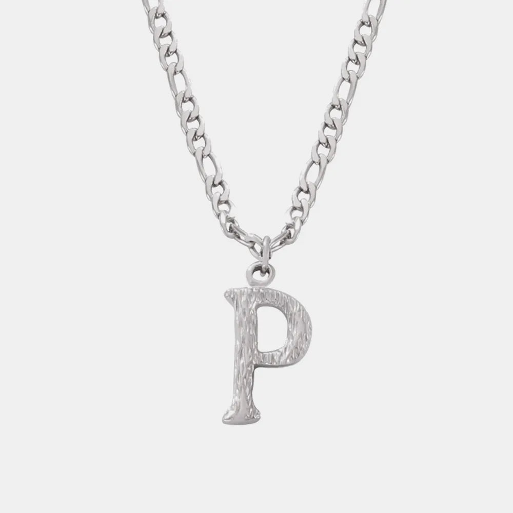 Titanium Steel Letter Pendant Necklace - Divine Silver