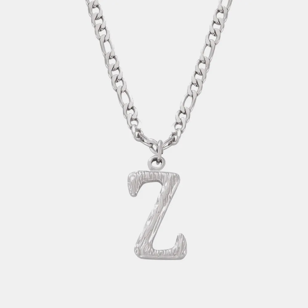 Titanium Steel Letter Pendant Necklace - Divine Silver