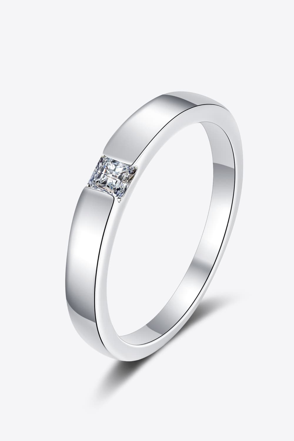Inlaid Moissanite Rhodium-Plated Ring - Divine Silver