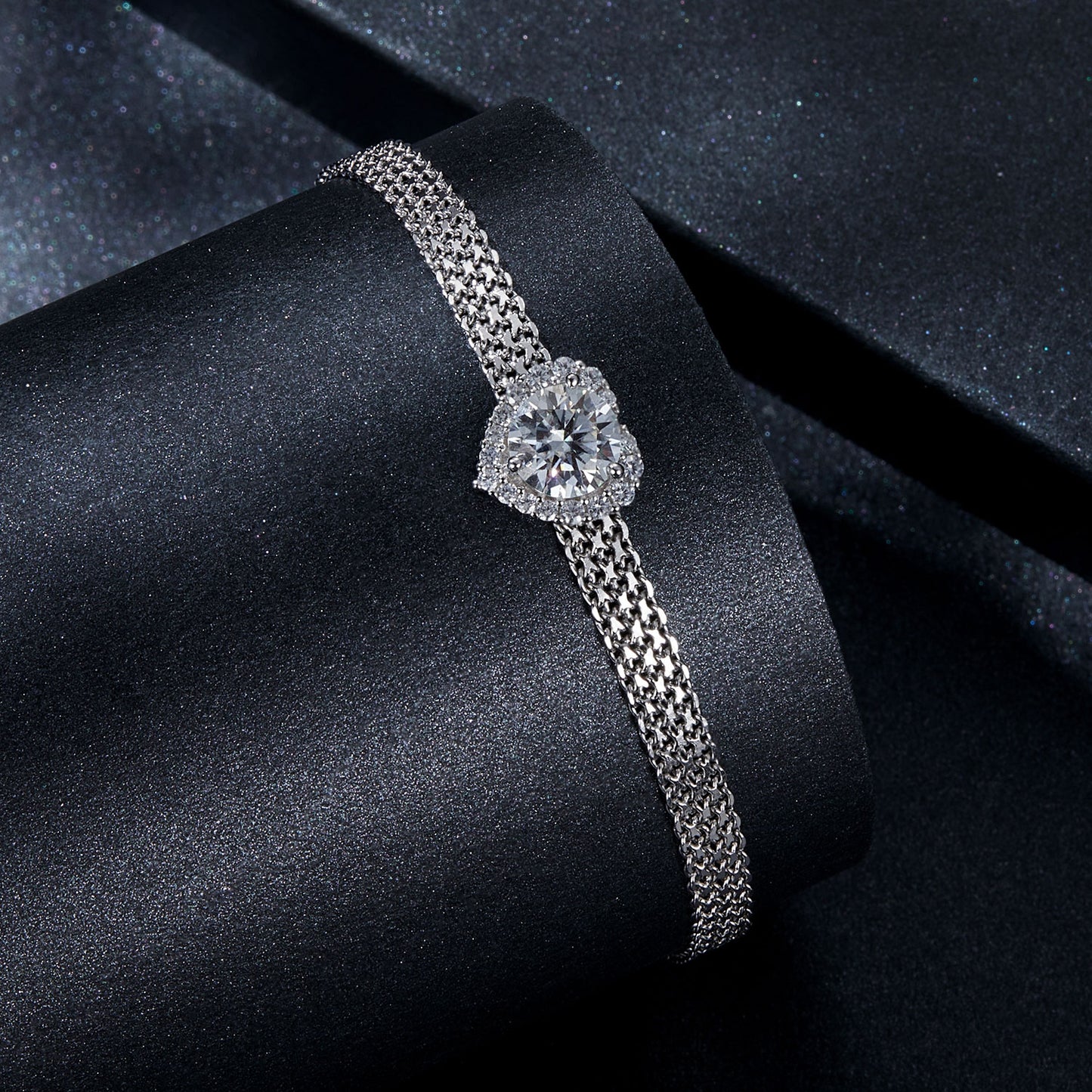 Heart Moissanite Bracelet 925 Sterling Silver