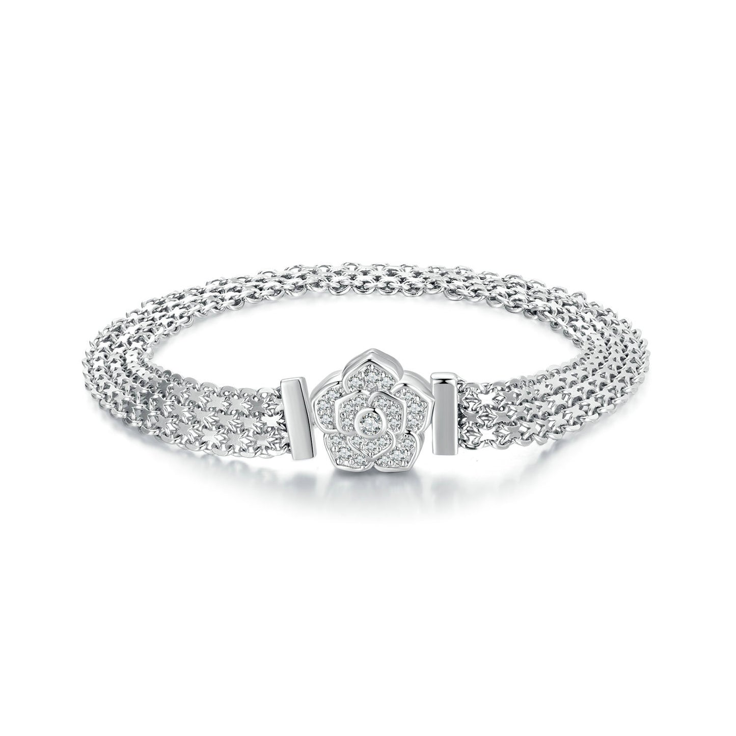 Silver Rose Bracelet 925 Sterling Silver