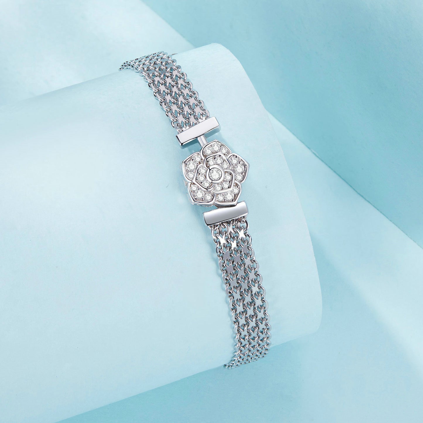 Silver Rose Bracelet 925 Sterling Silver