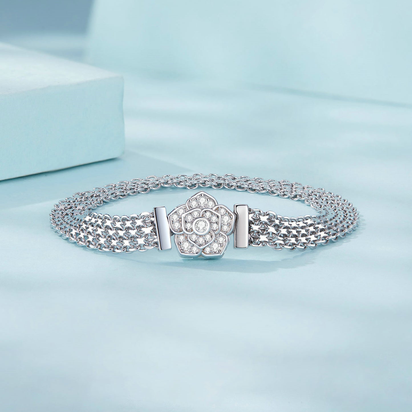 Silver Rose Bracelet 925 Sterling Silver