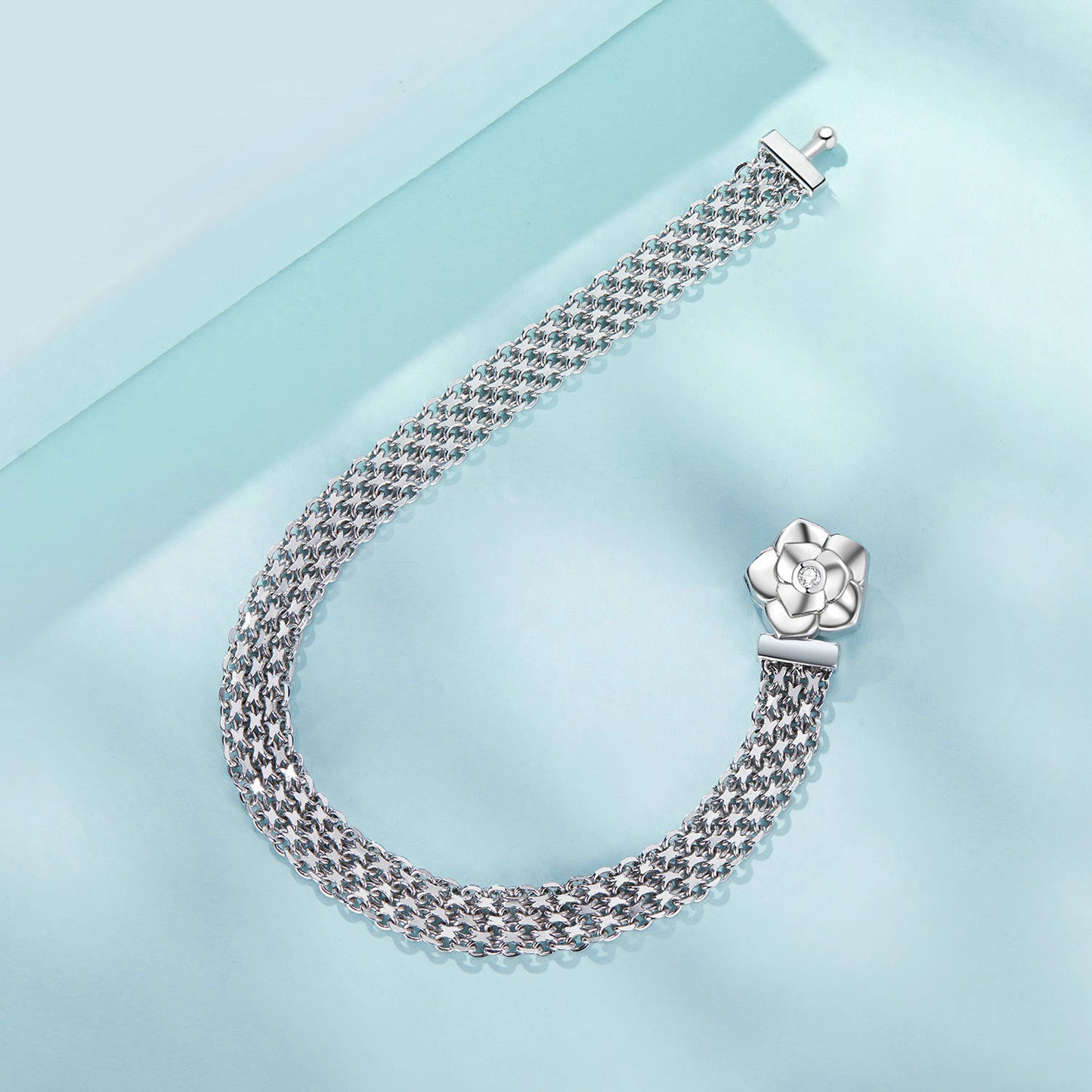 Silver Rose Bracelet 925 Sterling Silver