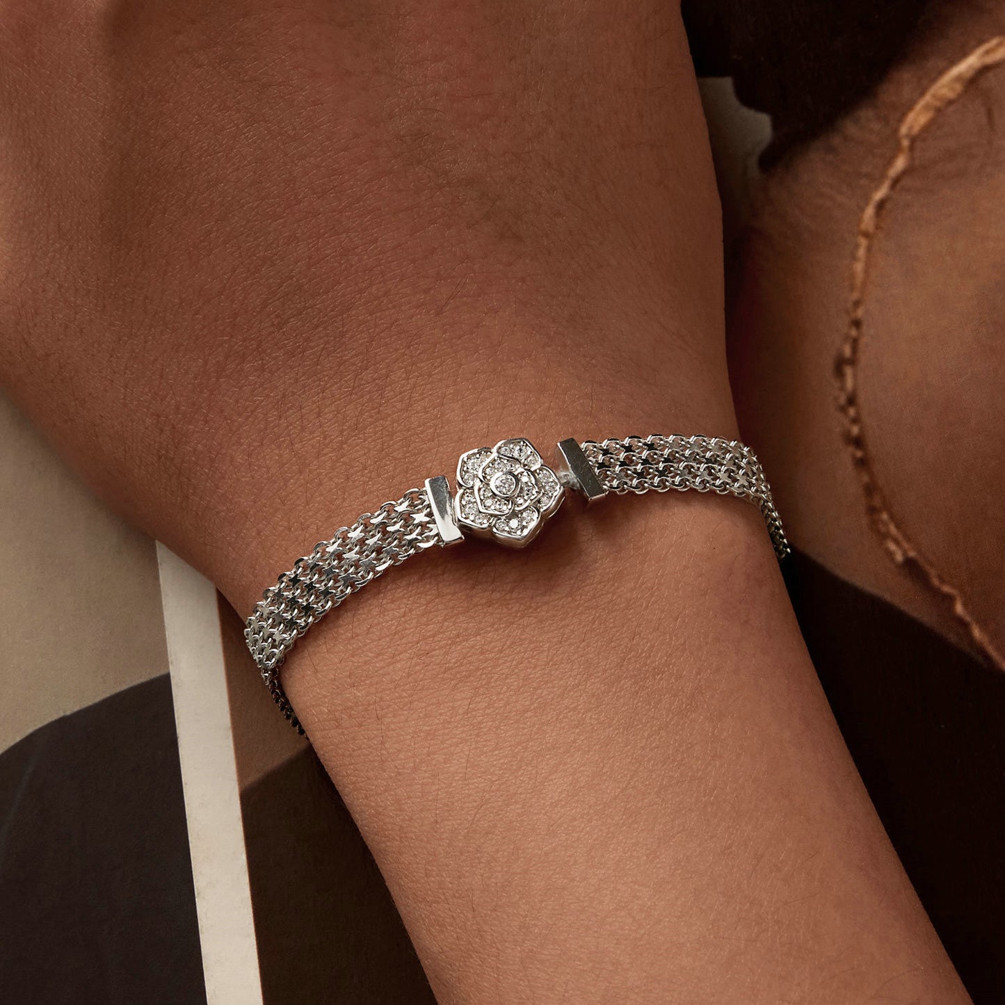 Silver Rose Bracelet 925 Sterling Silver