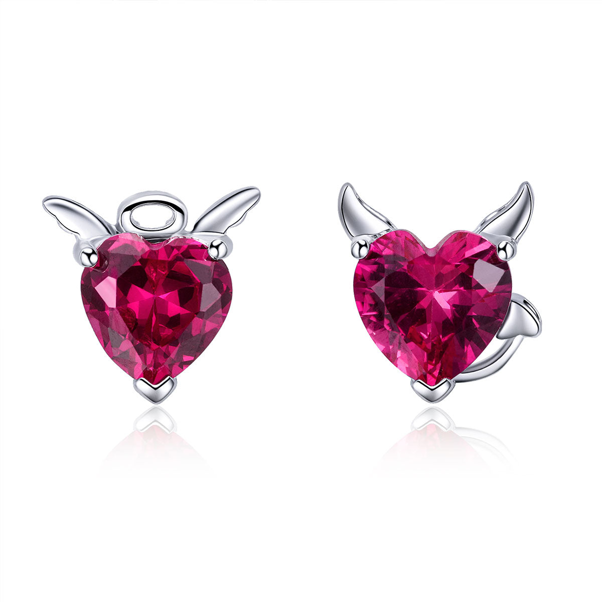 Conjunto de joyas Silver Red Evil And Angel 925 Sterling Silver