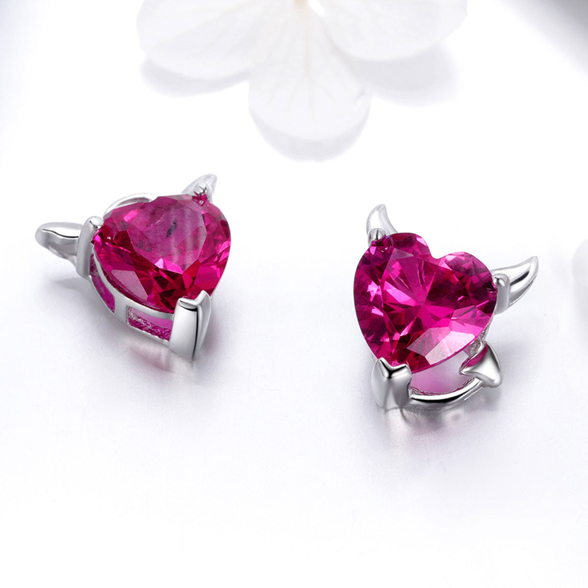 Conjunto de joyas Silver Red Evil And Angel 925 Sterling Silver