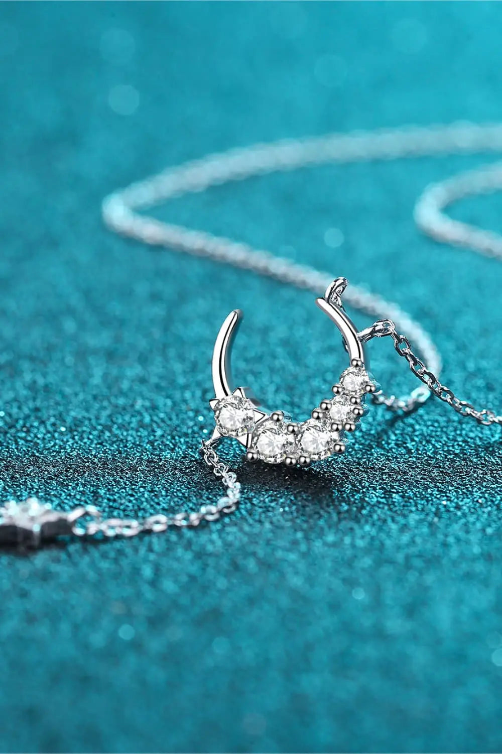 Star & Moon Moissanite Necklace - Divine Silver