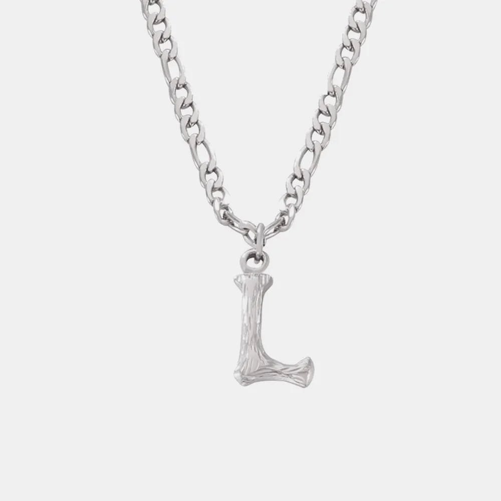 Titanium Steel Letter Pendant Necklace - Divine Silver