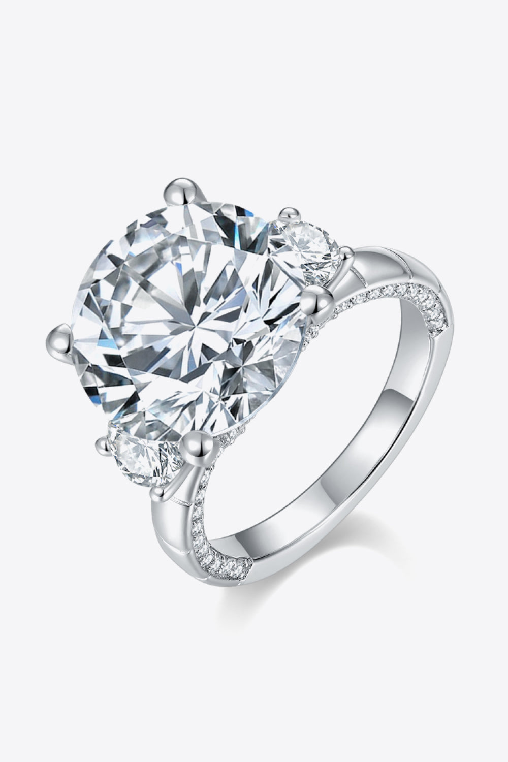 8.6 Carat Moissanite Platinum-Plated Ring - Divine Silver