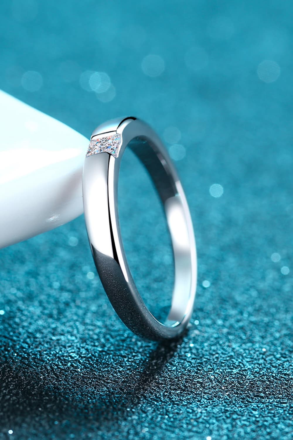 Inlaid Moissanite Rhodium-Plated Ring - Divine Silver