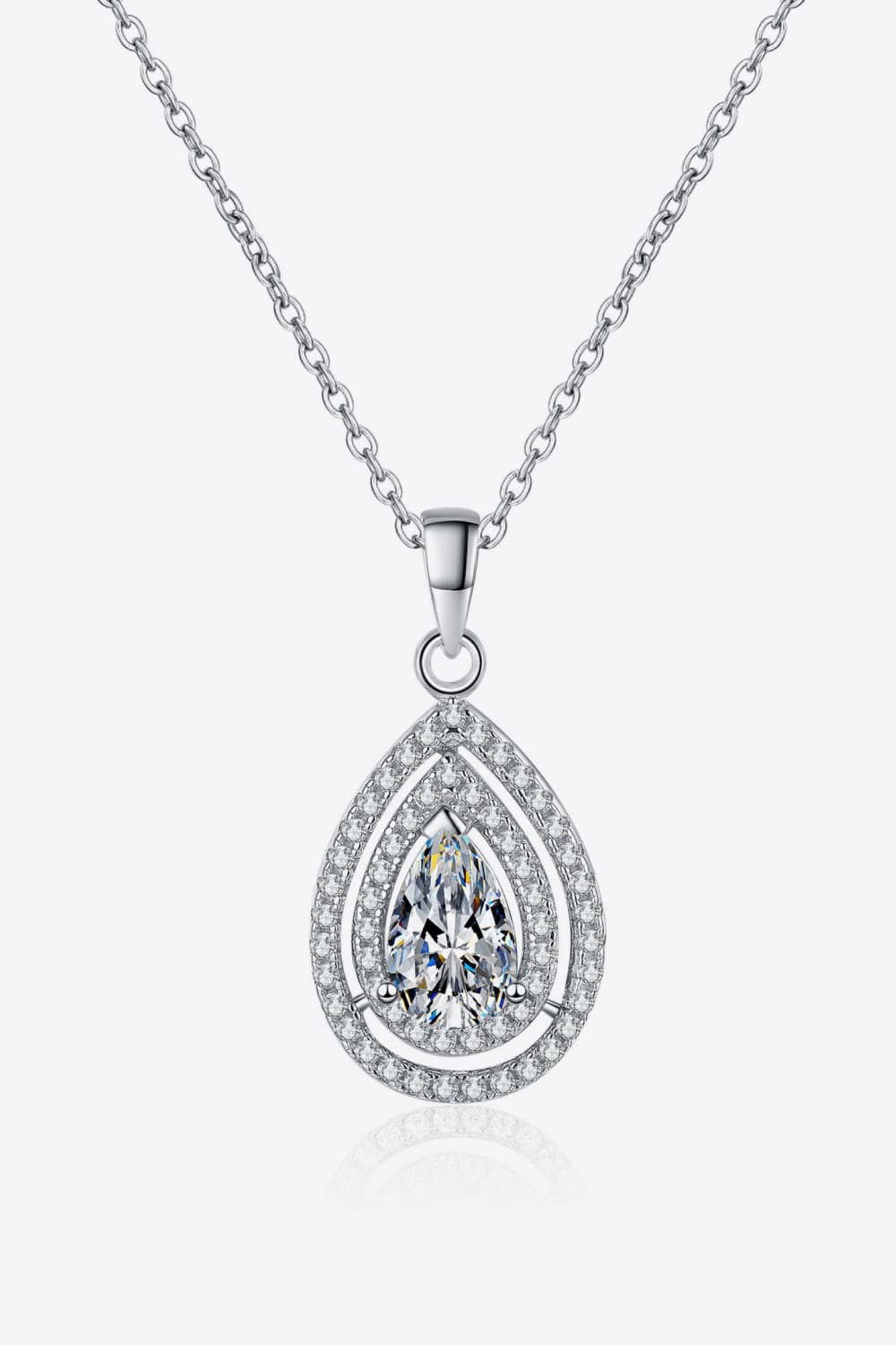 1 Carat Moissanite Teardrop Pendant Necklace - Divine Silver