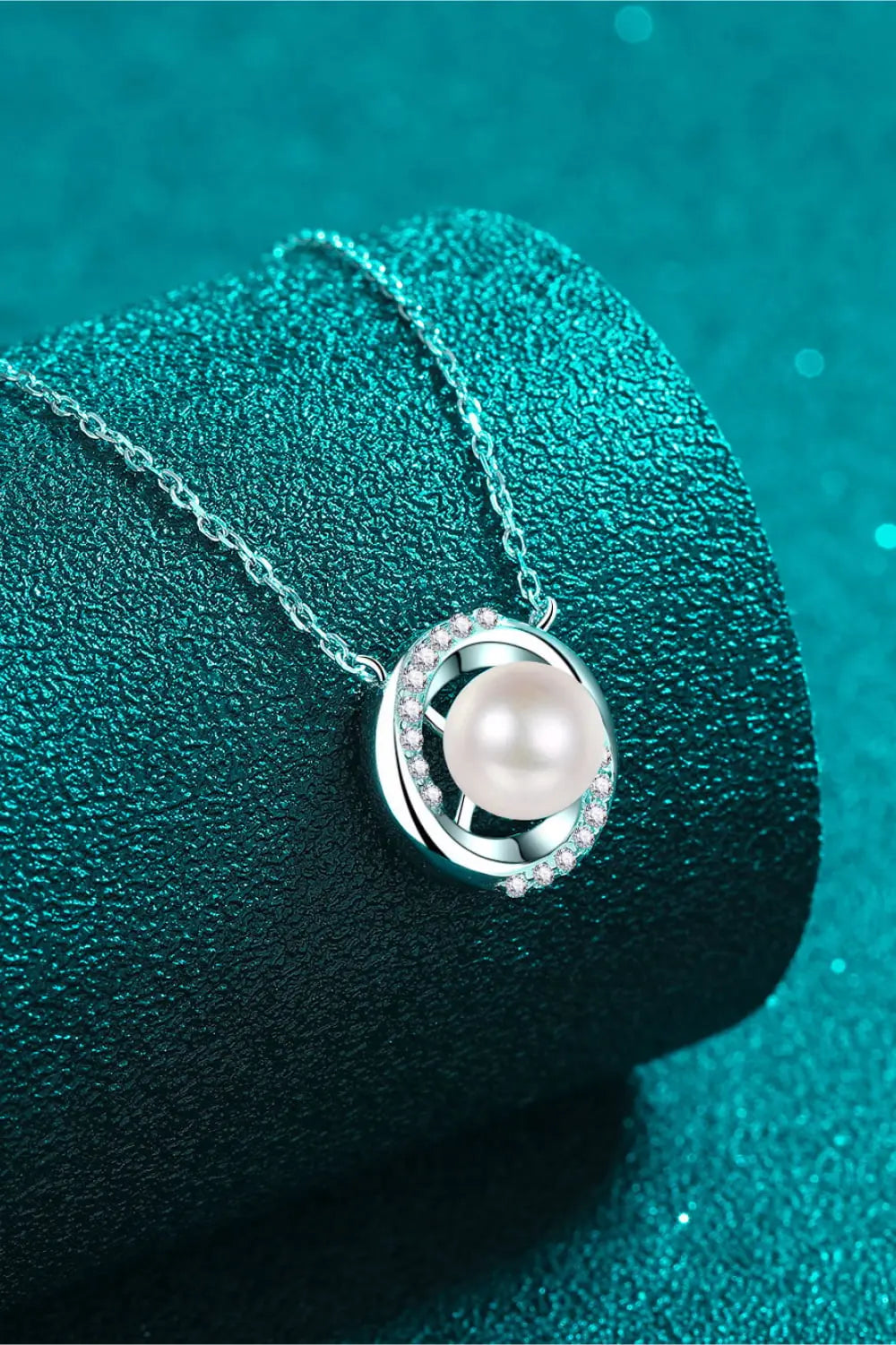 Moissanite Pearl Rhodium-Plated Necklace - Divine Silver