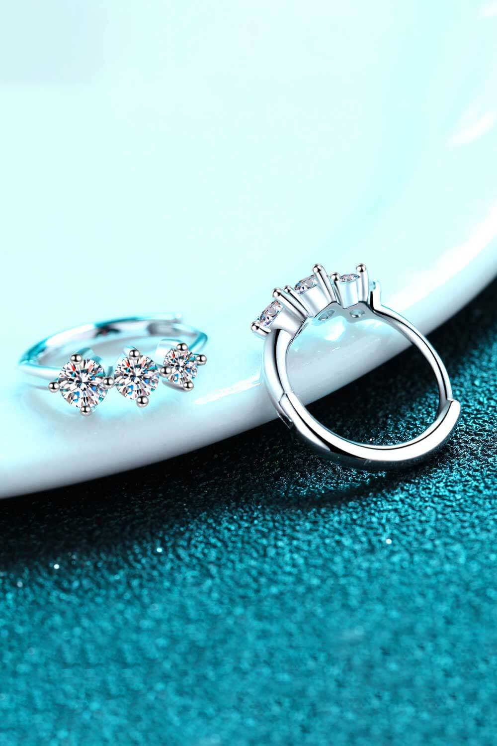 Sterling Silver Moissanite Huggie Earrings - Divine Silver
