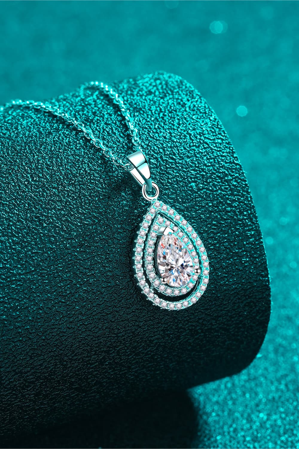1 Carat Moissanite Teardrop Pendant Necklace - Divine Silver