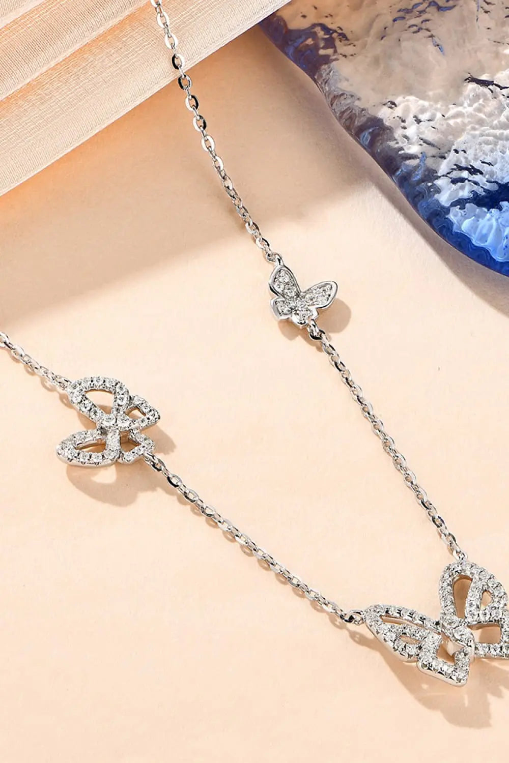 Moissanite Butterfly Shape Necklace - Divine Silver